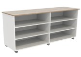 Verrijdbare kast laag B176 x H80 cm met 4 vakken wit bovenblad Grey Craft Oak Tangara Groothandel